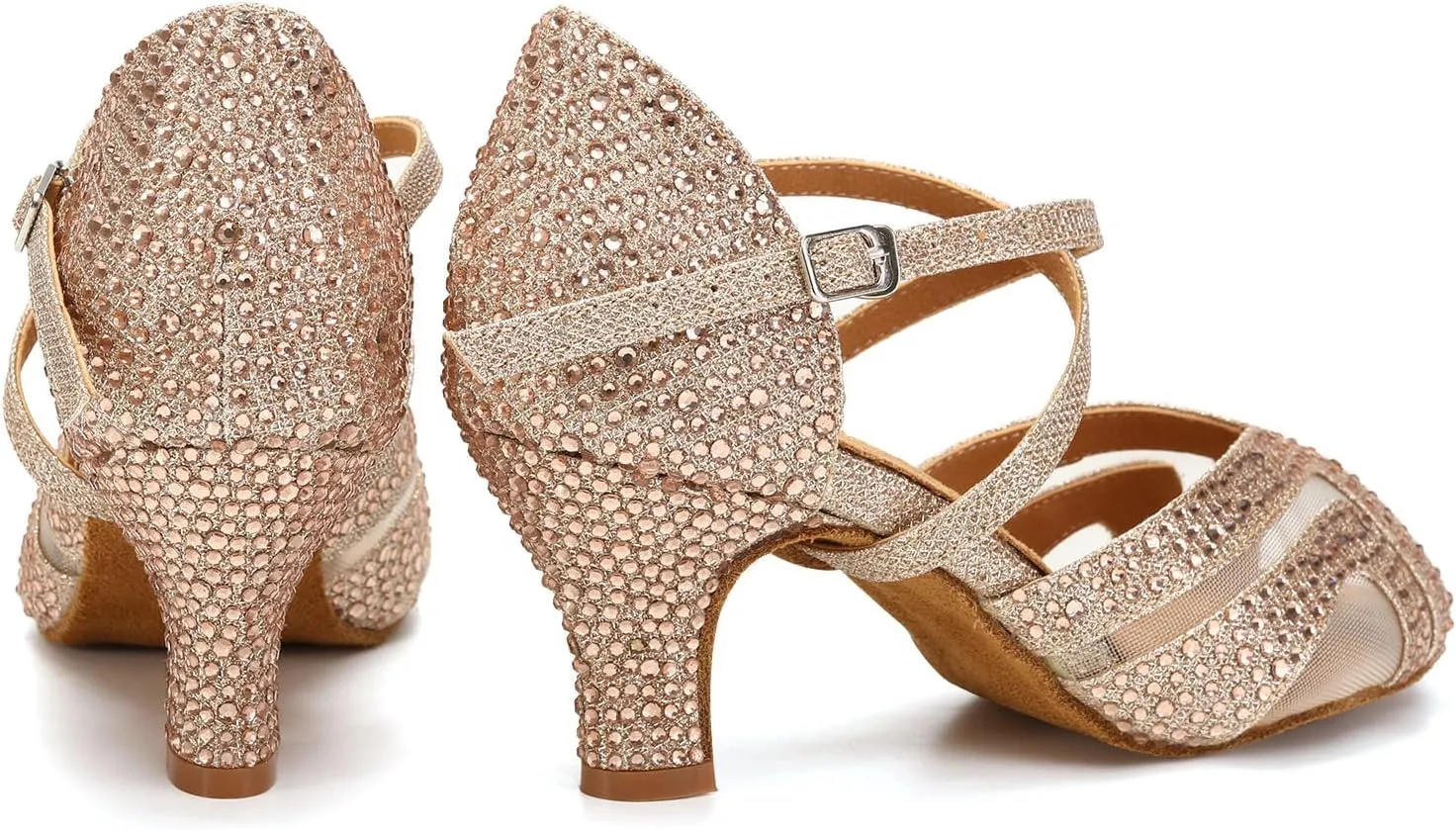 Women Latin Salsa Dance Heels Rhinestones Ballroom Wedding Perfermence Dancing Shoes,Model QRX1025