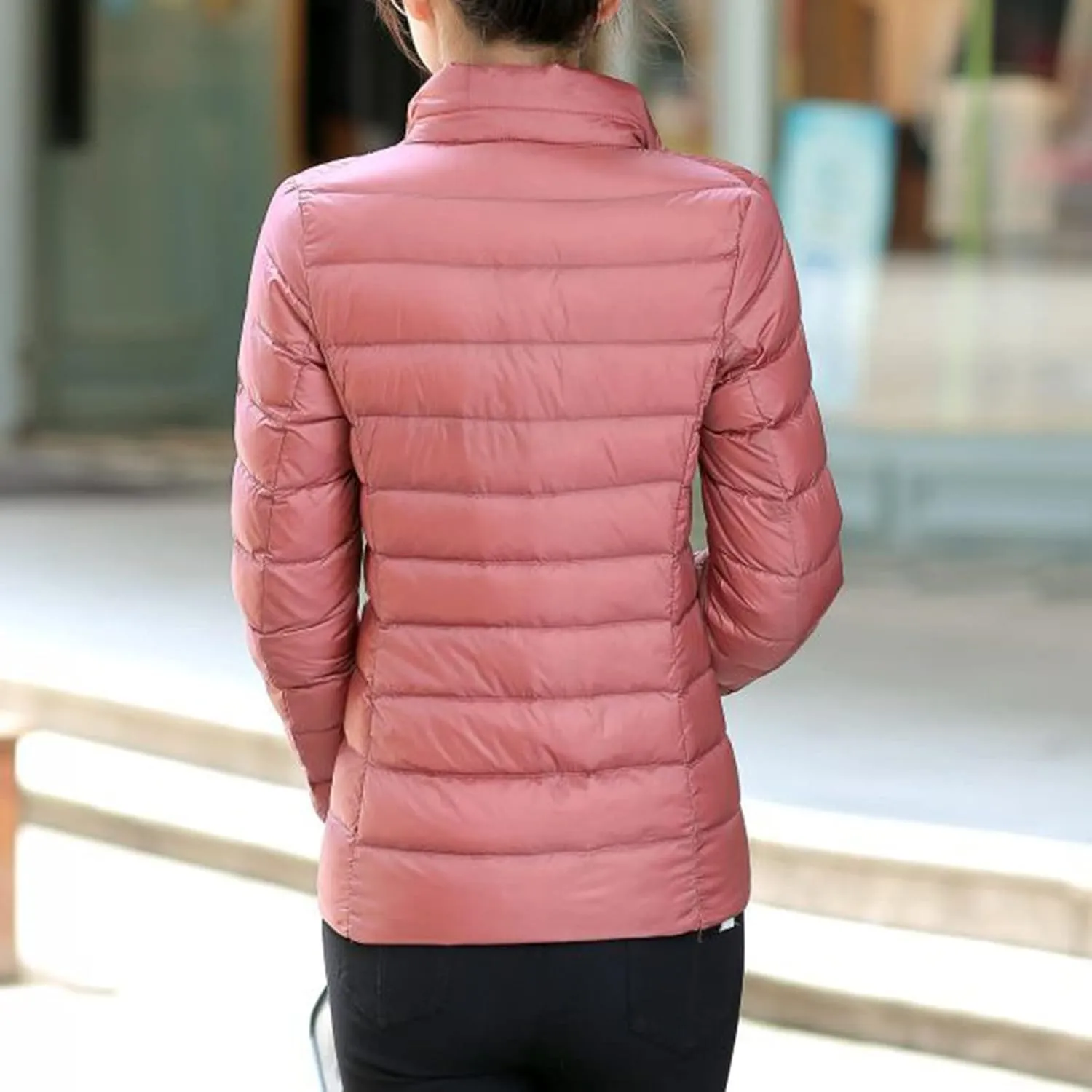 Women Lightweight Down Full Zip Jackets Parka Winter Warm Coat Windproof Packable Water-Resistant Outerwear With Pocket