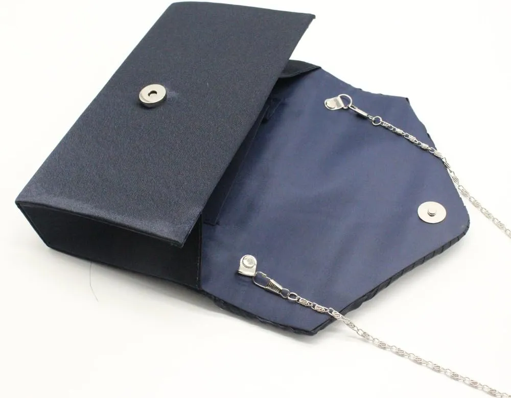 Women Rhinestone Decor Envelope Clutch Bag Evening Party Handbag Purse (White)