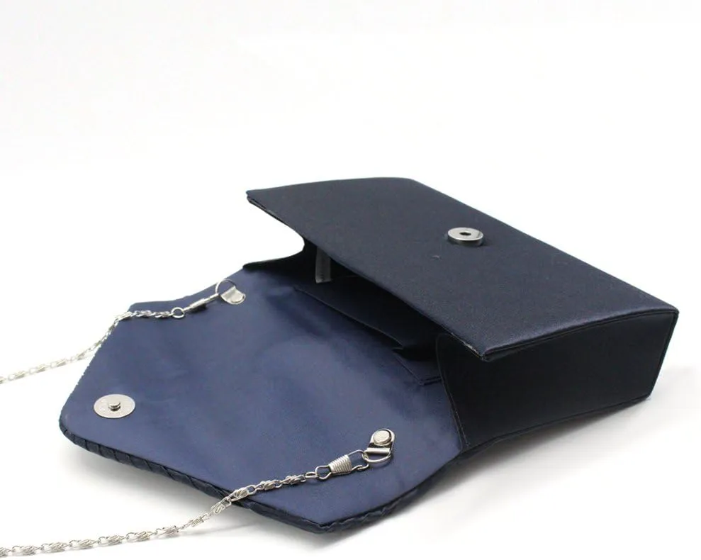 Women Rhinestone Decor Envelope Clutch Bag Evening Party Handbag Purse (White)