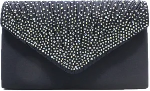 Women Rhinestone Decor Envelope Clutch Bag Evening Party Handbag Purse (White)
