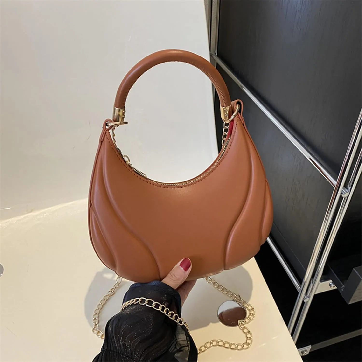 Women Shoulder Bag Fashion New Pattern Solid Color Retro Practical Large Capacity Zipper Messenger Bag (Brown, One Size)