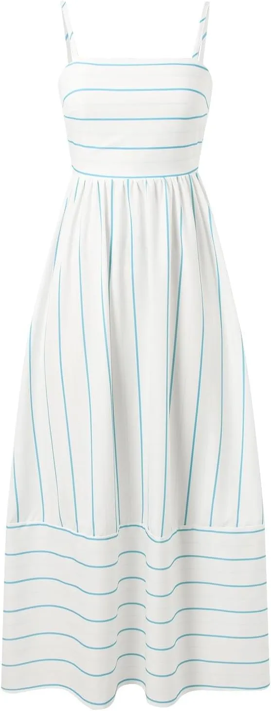 Women Stripe Sleeveless Camisole Dress Plus Size Backless Suspender Dress Summer Flowy Sundress Casual Party Dresses