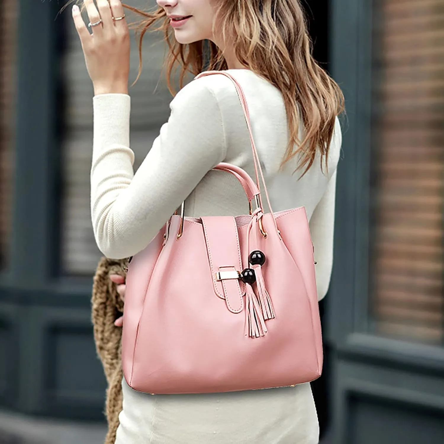 Women's Canvas Tote Bags with Zipper Tote Bags and Wallets Set Shoulder Satchel Handbags Fashion Beach Bag