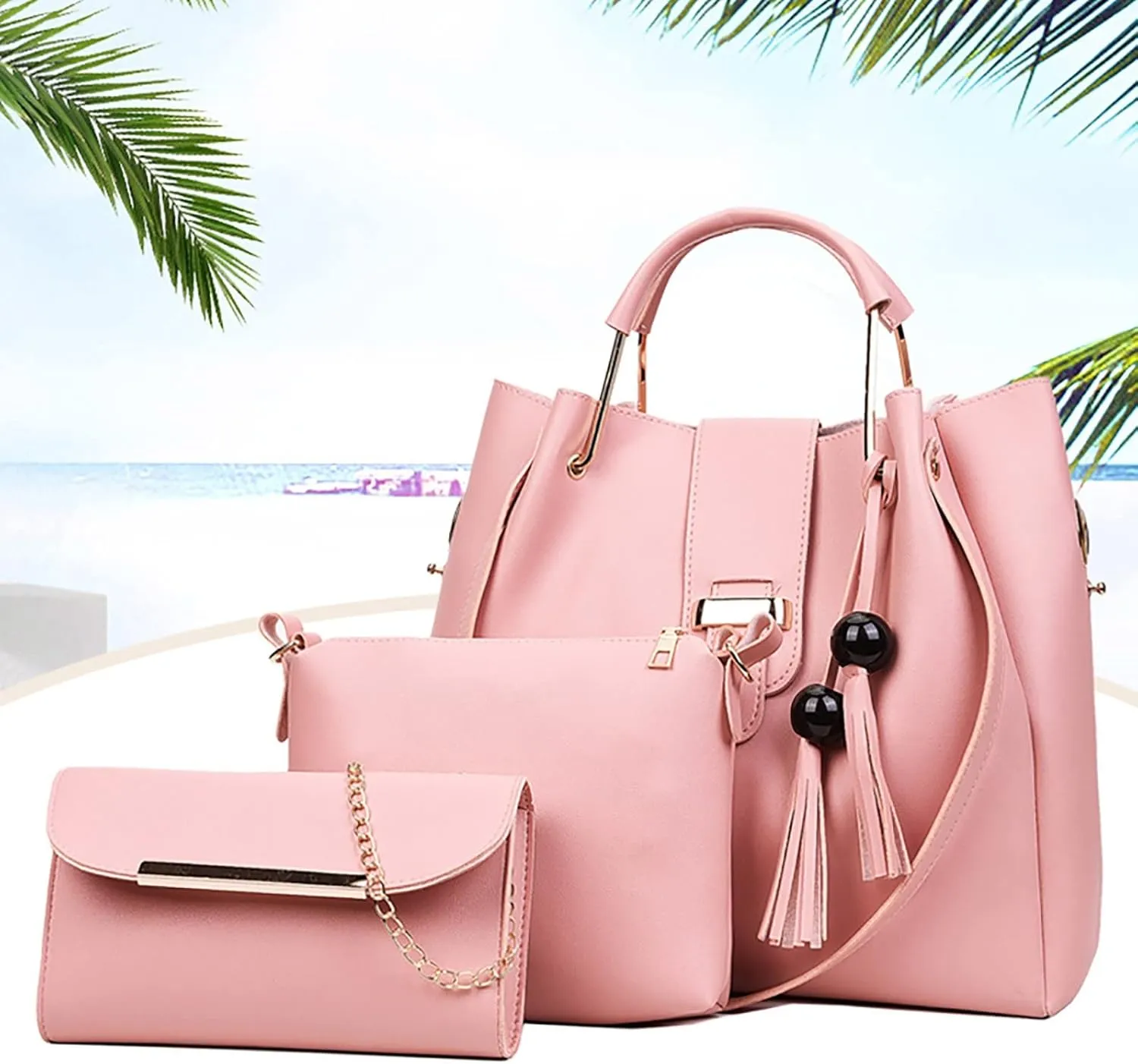 Women's Canvas Tote Bags with Zipper Tote Bags and Wallets Set Shoulder Satchel Handbags Fashion Beach Bag