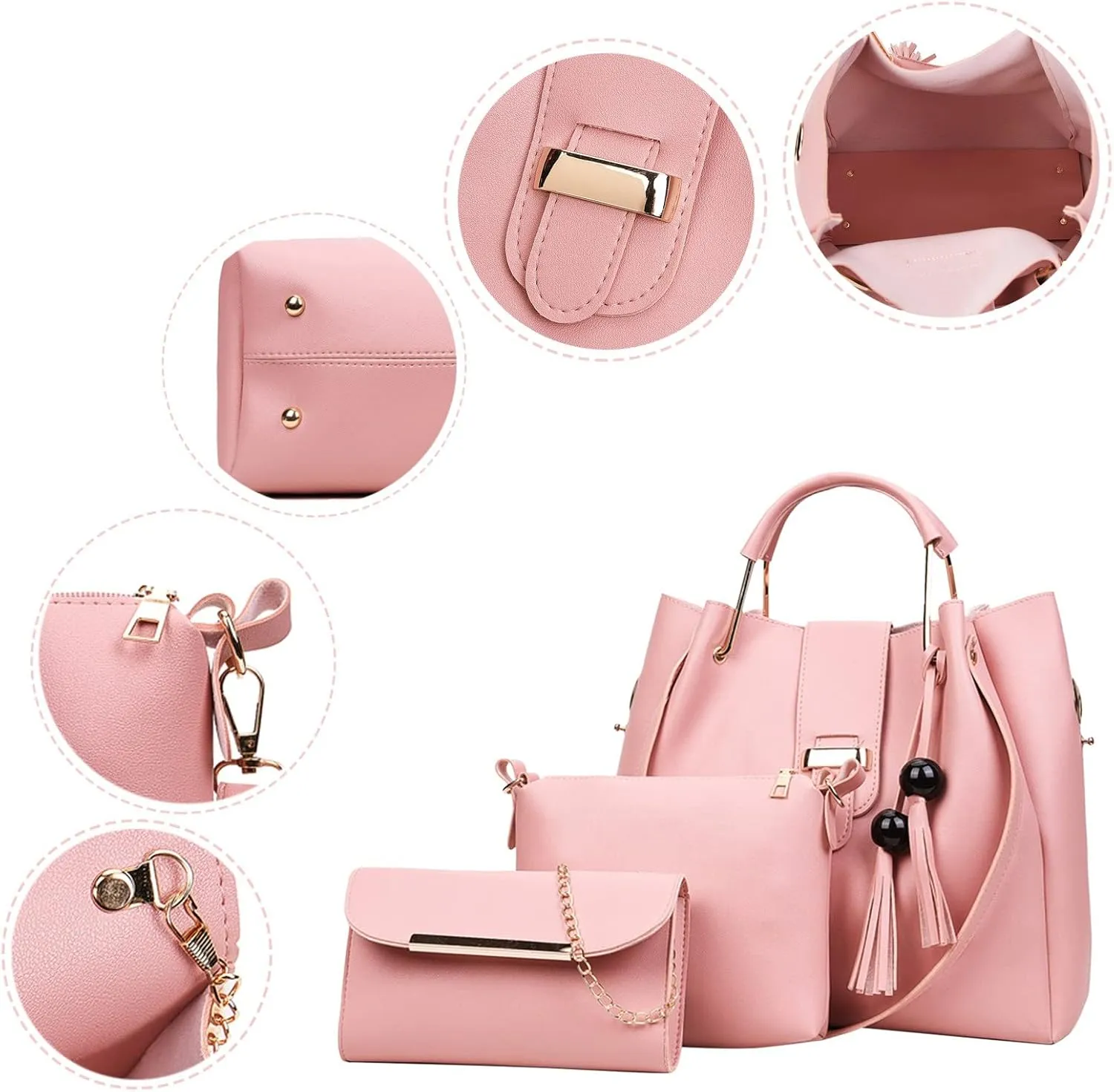 Women's Canvas Tote Bags with Zipper Tote Bags and Wallets Set Shoulder Satchel Handbags Fashion Beach Bag