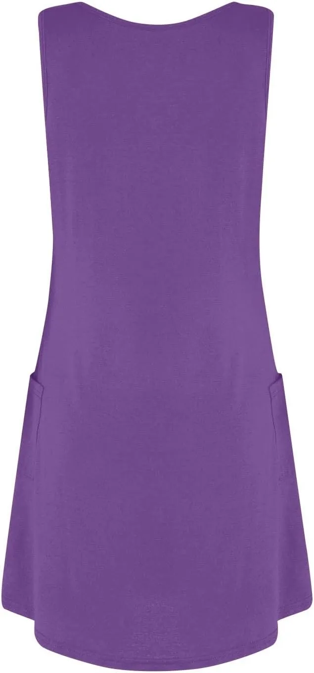 Women's Casual Sleeveless Color Block Summer Dress with Pockets Comfortable Loose Fit for Beach and Daily Wear