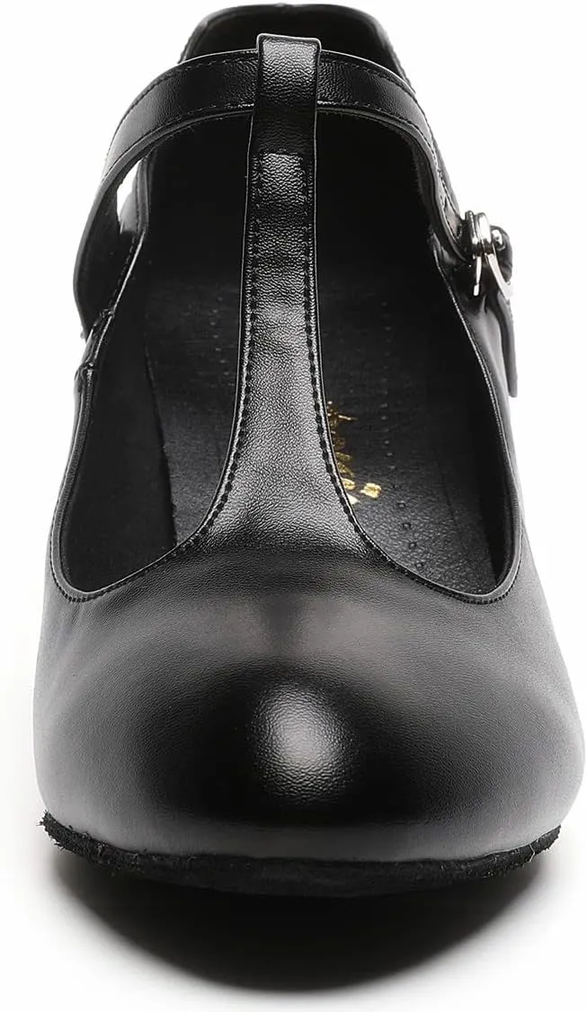 Womens Character T-Strap Dress Shoes - Leather Salsa Dance Heels
