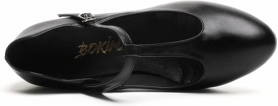 Womens Character T-Strap Dress Shoes - Leather Salsa Dance Heels