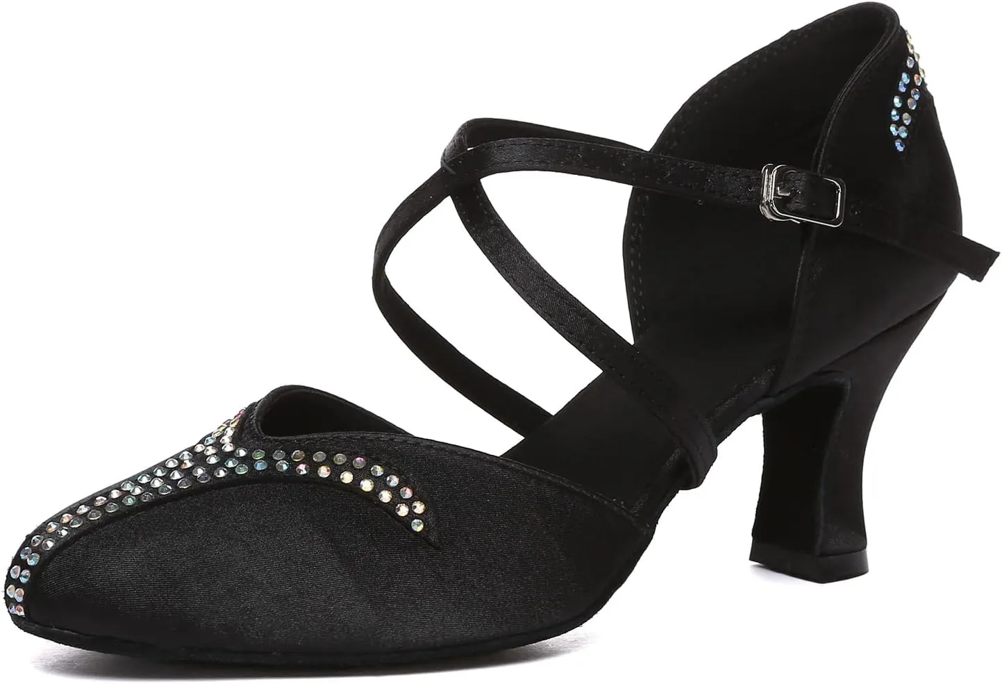 Women's Closed Toe Latin Dance Shoes Salsa Wedding Ballroom Ankle Practice Dancing Shoes,Model YC-L617-Suede Sole-1.75Heel