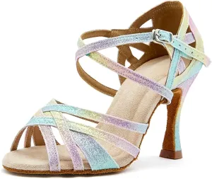Women's Colored Latin Dance Shoes - Salsa Tango Ballroom Soft Sole Party Heels, 5CM/2Inch Heel Height