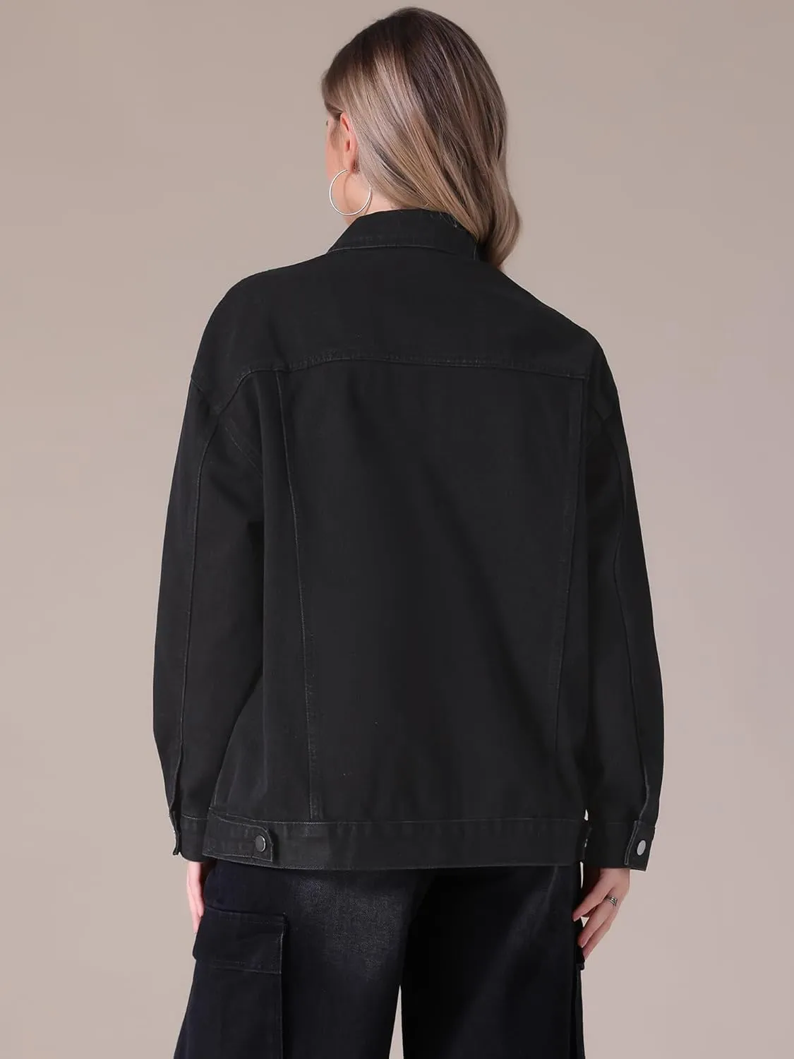 Women's Denim Jackets Casual Oversized Pockets Long Sleeve Trendy Shacket Plus Size Jean Jacket