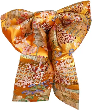 Womens Japanese Kimono Obi Belt Pre Tied Bow Jacquard Long Tailed Belt Sash Yukata Robe Accessories