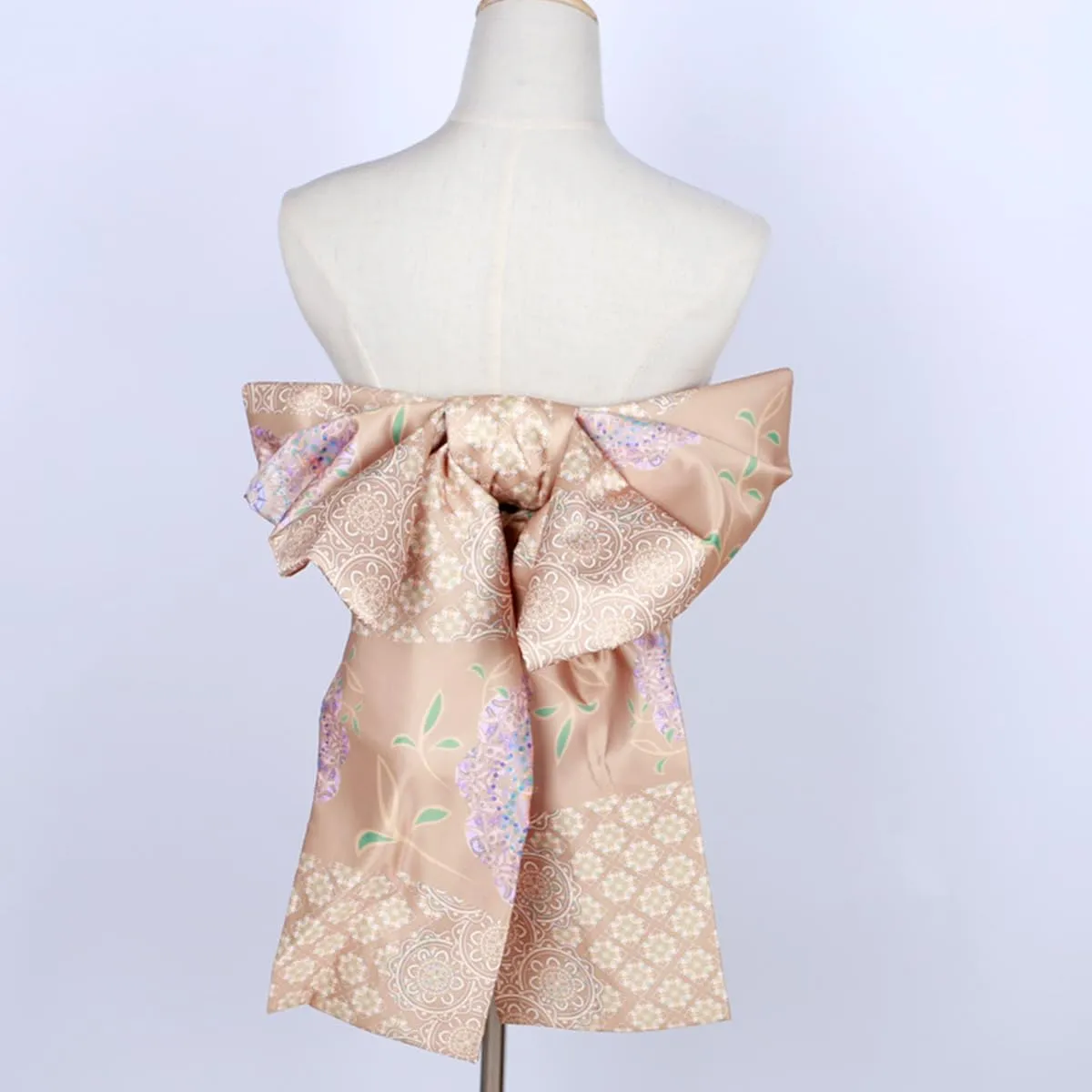Womens Japanese Kimono Obi Belt Pre Tied Bow Jacquard Long Tailed Belt Sash Yukata Robe Accessories