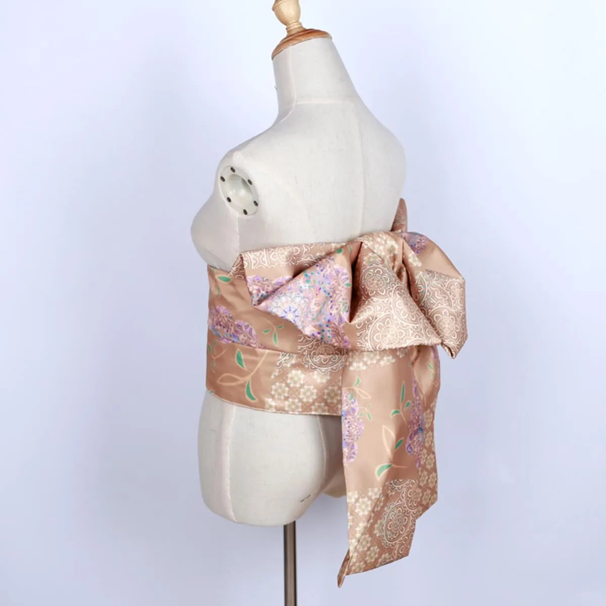 Womens Japanese Kimono Obi Belt Pre Tied Bow Jacquard Long Tailed Belt Sash Yukata Robe Accessories