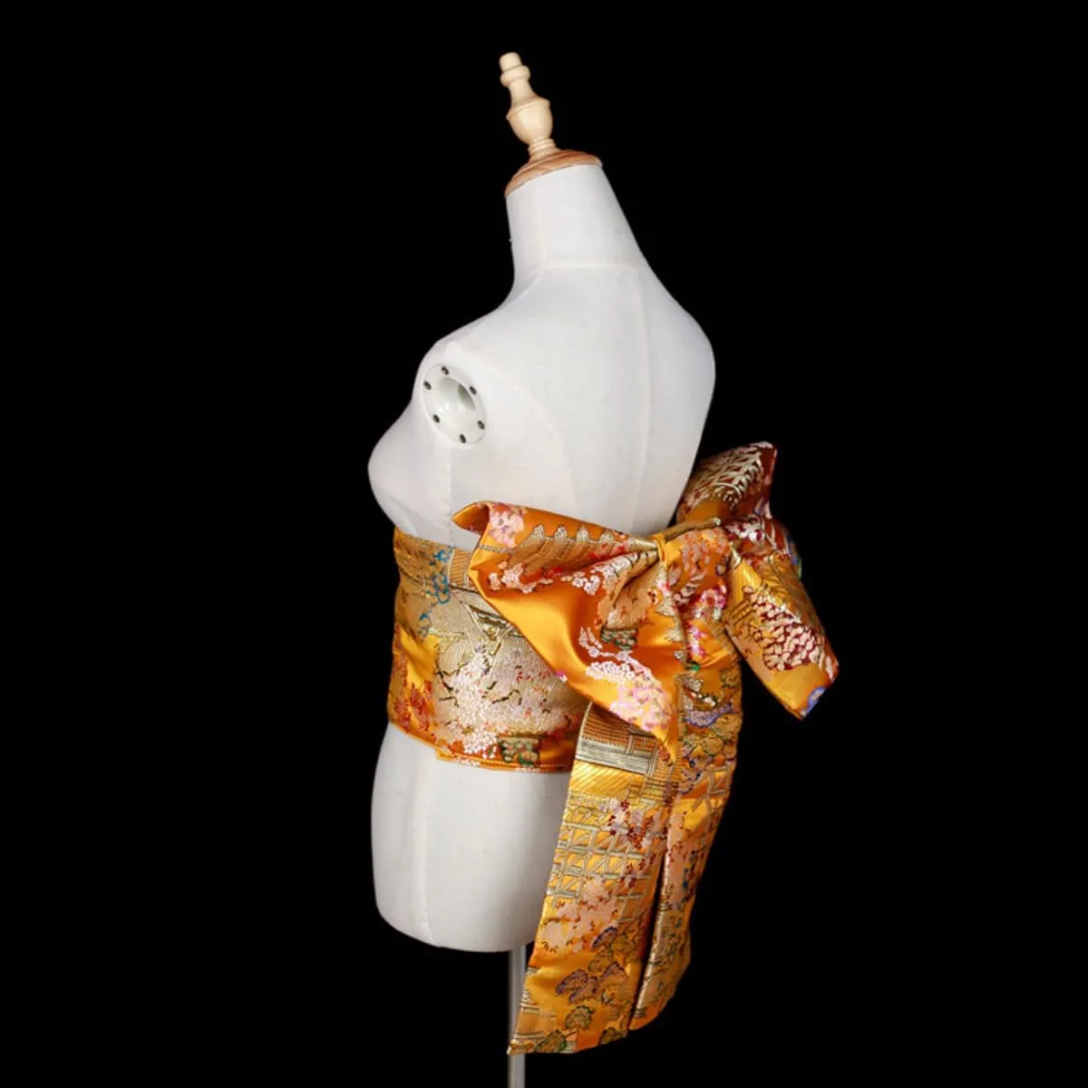 Womens Japanese Kimono Obi Belt Pre Tied Bow Jacquard Long Tailed Belt Sash Yukata Robe Accessories