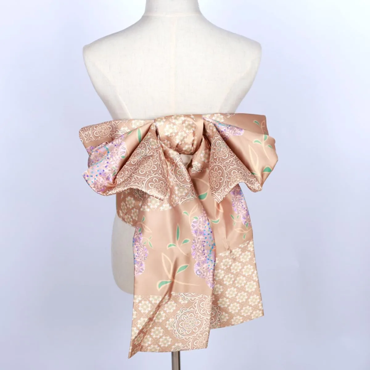 Womens Japanese Kimono Obi Belt Pre Tied Bow Jacquard Long Tailed Belt Sash Yukata Robe Accessories