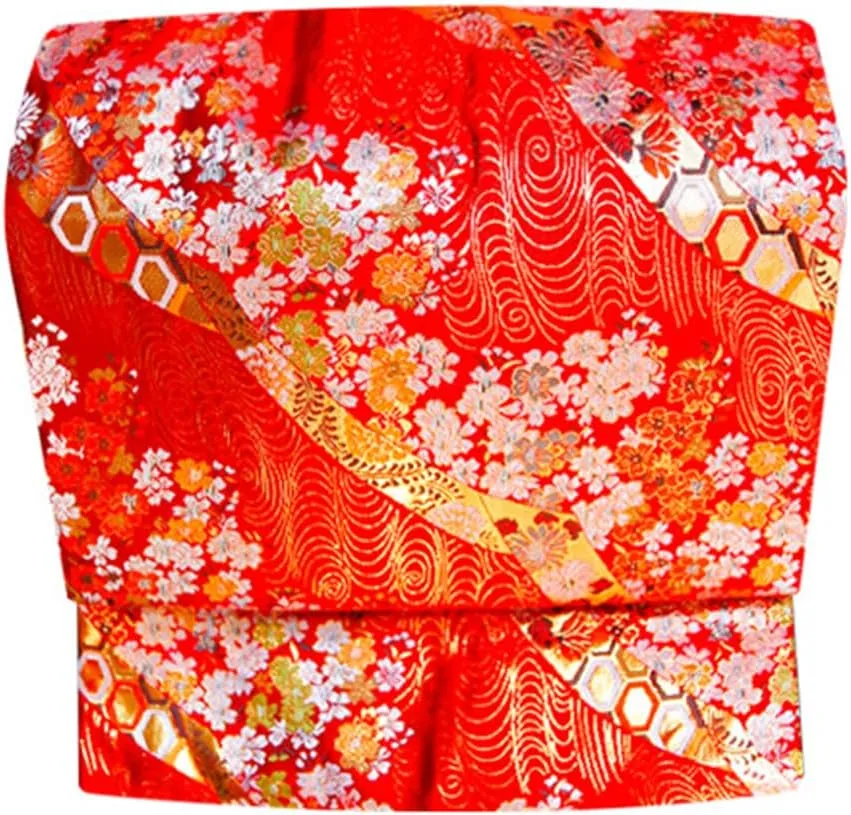 Women's Japanese Kimono Taikoor Box Knot Obi Belt 4 Pcs Vintage Jacquard Cotton Waistband Yukata Robe Accessories