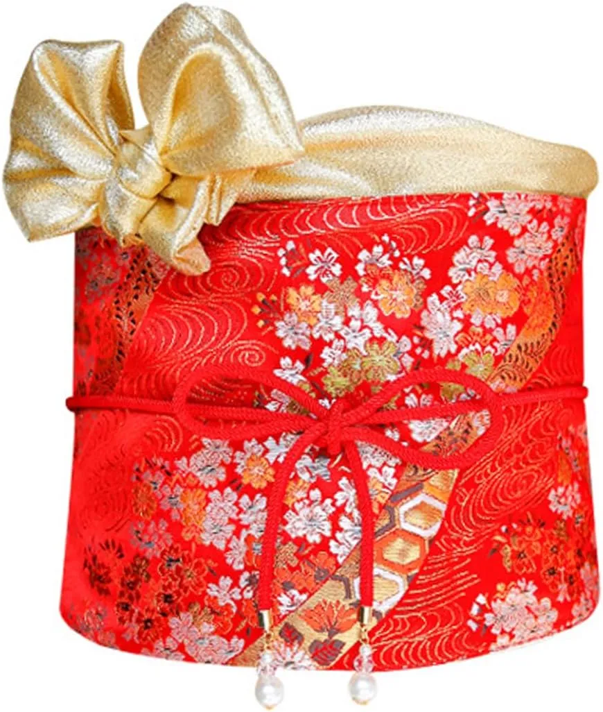 Women's Japanese Kimono Taikoor Box Knot Obi Belt 4 Pcs Vintage Jacquard Cotton Waistband Yukata Robe Accessories