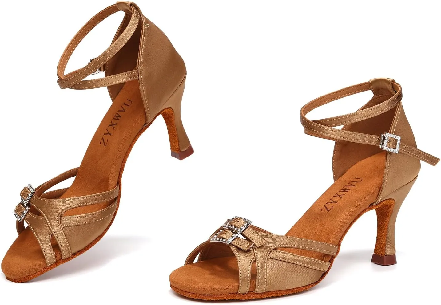 Women's Latin Ballroom Dance Shoes Satin Salsa Professiona Dance Shoes Suede Sole