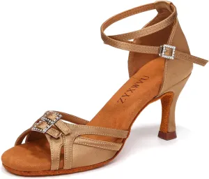Women's Latin Ballroom Dance Shoes Satin Salsa Professiona Dance Shoes Suede Sole