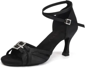 Women's Latin Ballroom Dance Shoes Satin Salsa Professiona Dance Shoes Suede Sole