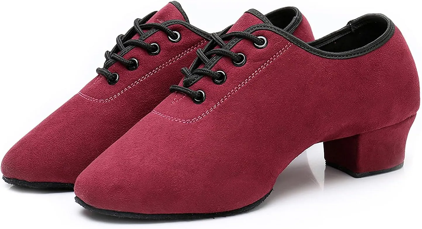 Women's Latin Dance Shoes Closed Toe Lace up Ballroom Modern Salsa Rhythm Teaching Practice Dance Shoes for Girls