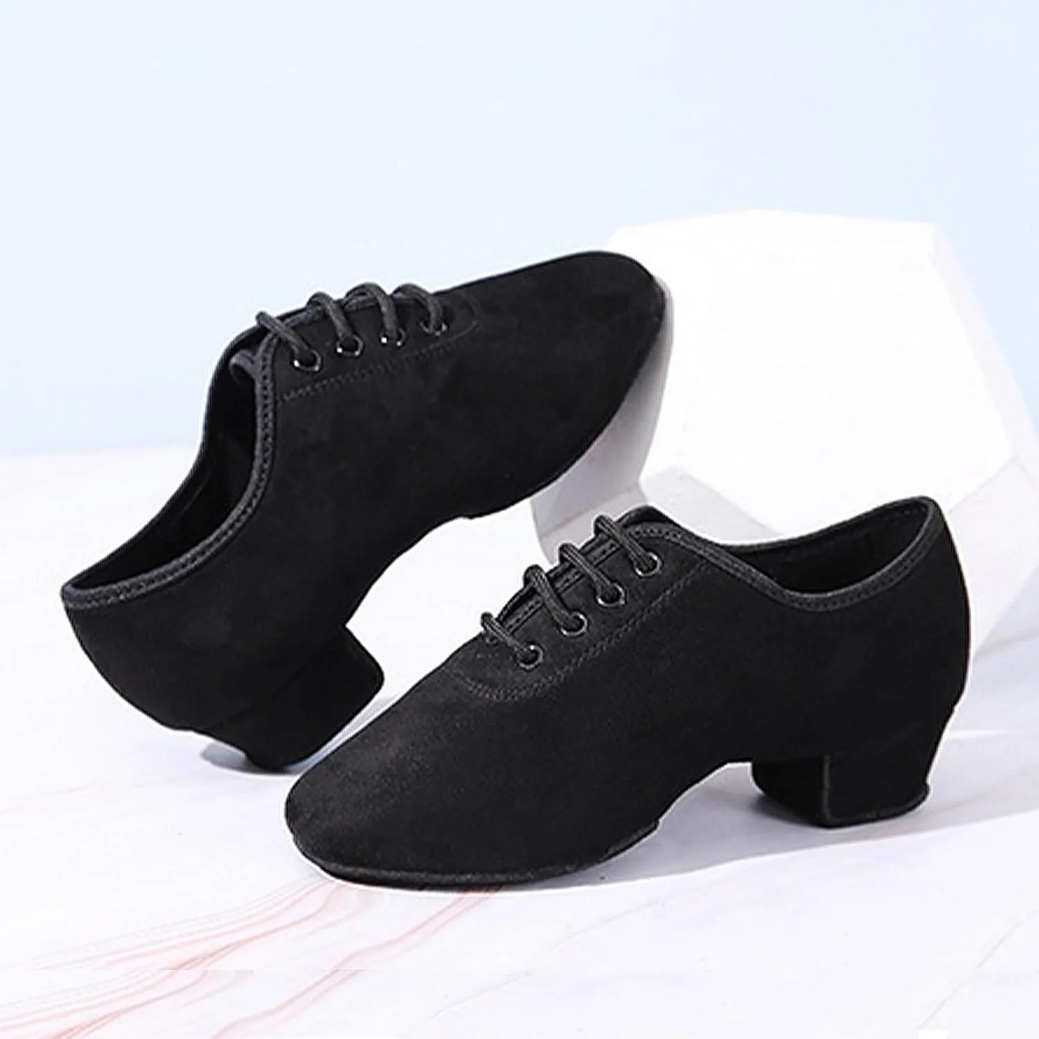 Women's Latin Dance Shoes Closed Toe Lace up Ballroom Modern Salsa Rhythm Teaching Practice Dance Shoes for Girls