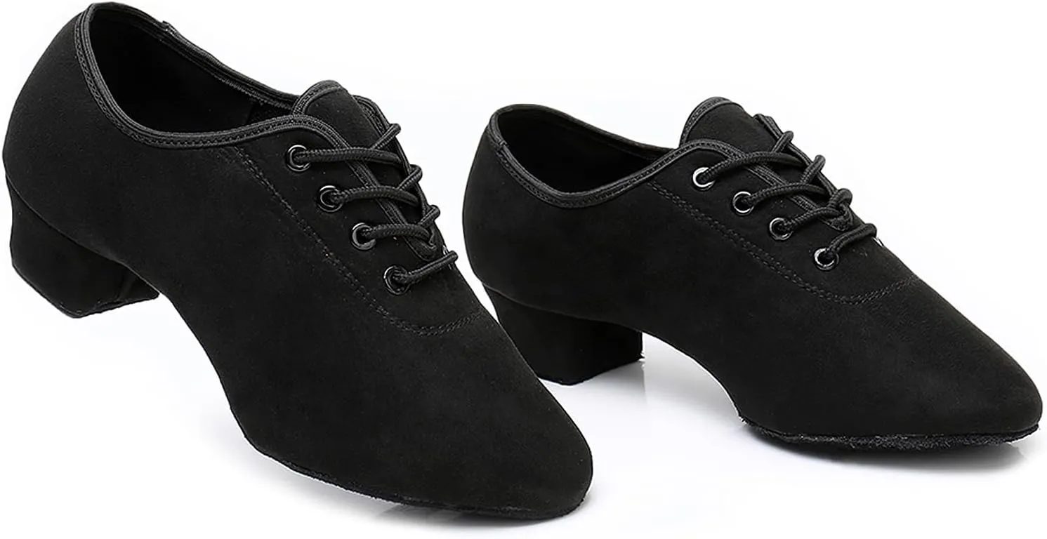 Women's Latin Dance Shoes Closed Toe Lace up Ballroom Modern Salsa Rhythm Teaching Practice Dance Shoes for Girls