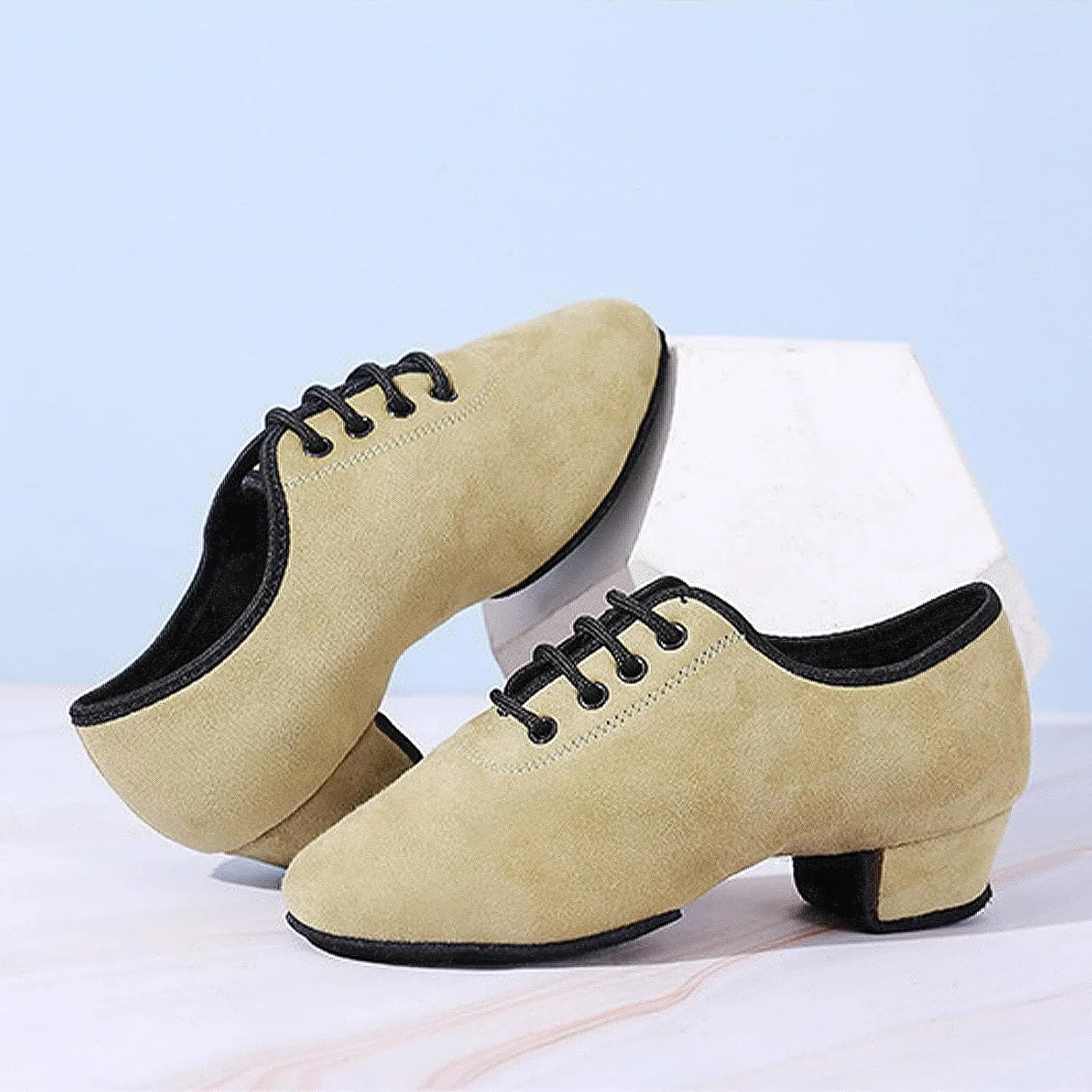 Women's Latin Dance Shoes Closed Toe Lace up Ballroom Modern Salsa Rhythm Teaching Practice Dance Shoes for Girls