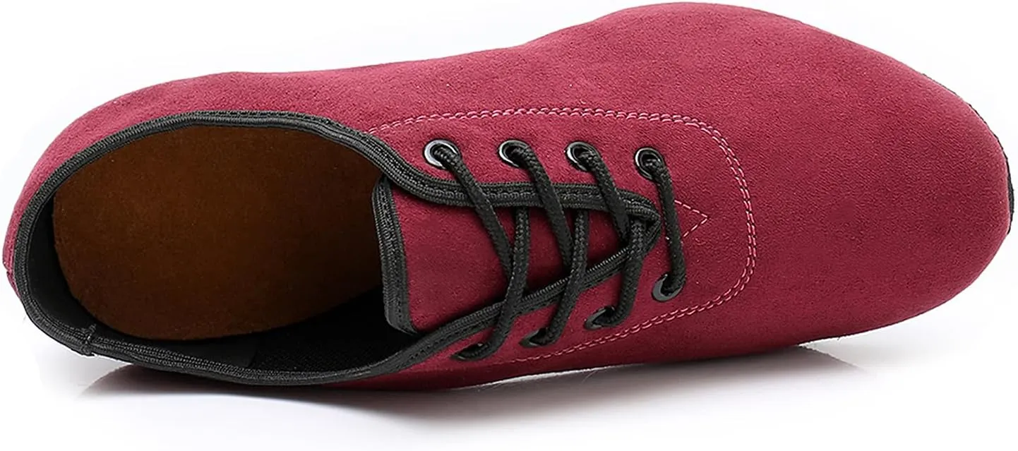 Women's Latin Dance Shoes Closed Toe Lace up Ballroom Modern Salsa Rhythm Teaching Practice Dance Shoes for Girls