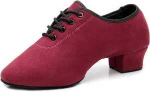 Women's Latin Dance Shoes Closed Toe Lace up Ballroom Modern Salsa Rhythm Teaching Practice Dance Shoes for Girls