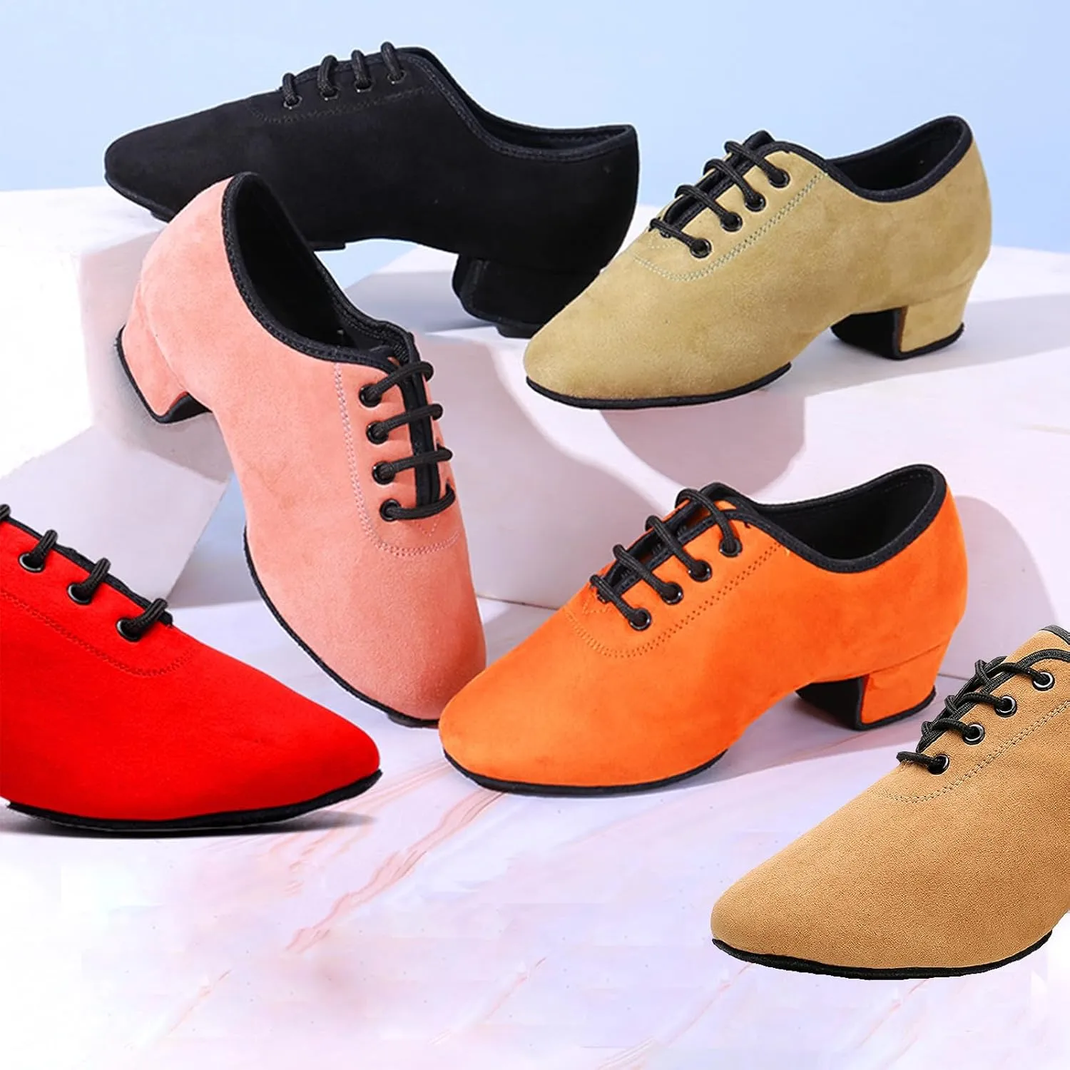 Women's Latin Dance Shoes Closed Toe Lace up Ballroom Modern Salsa Rhythm Teaching Practice Dance Shoes for Girls
