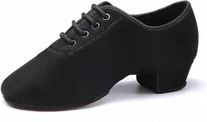 Women's Latin Dance Shoes Closed Toe Lace up Ballroom Modern Salsa Rhythm Teaching Practice Dance Shoes for Girls