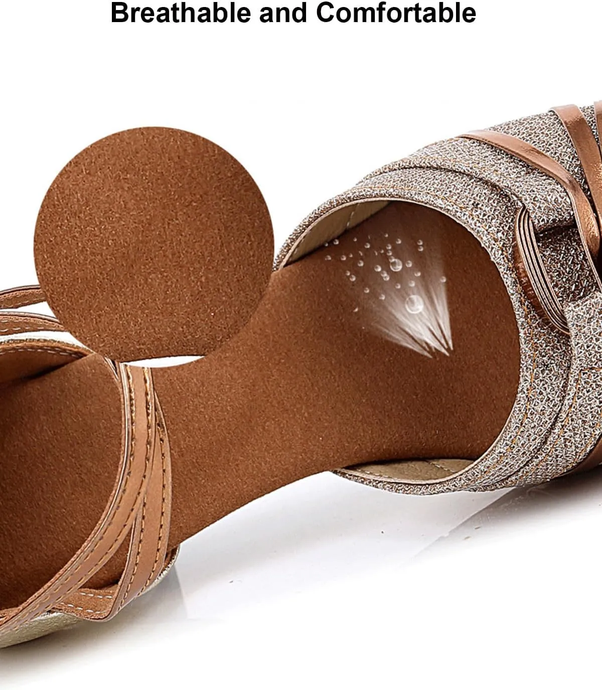 Women's Latin Dance Shoes Mid Heels Closed Toe Salsa Ballroom Dancing Shoes for Outdoor