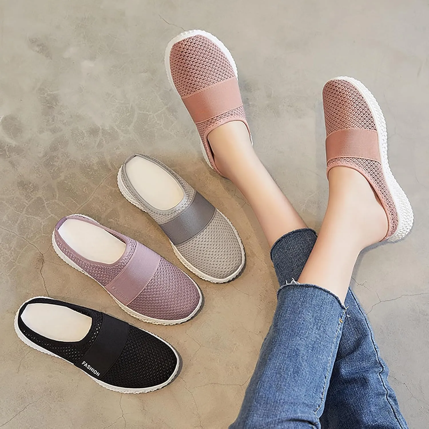 Womens Mesh Mules Slip On Shoes Light Open Back Shoes Comfort Walking Shoes Lightweight Breathable Gardening Clog Water Shoes Casual Slipper Beach Sandals Closed Toe Slides