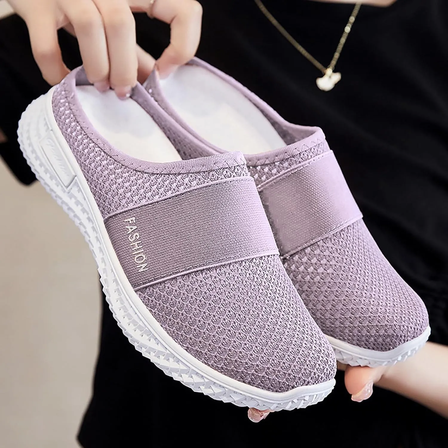 Womens Mesh Mules Slip On Shoes Light Open Back Shoes Comfort Walking Shoes Lightweight Breathable Gardening Clog Water Shoes Casual Slipper Beach Sandals Closed Toe Slides