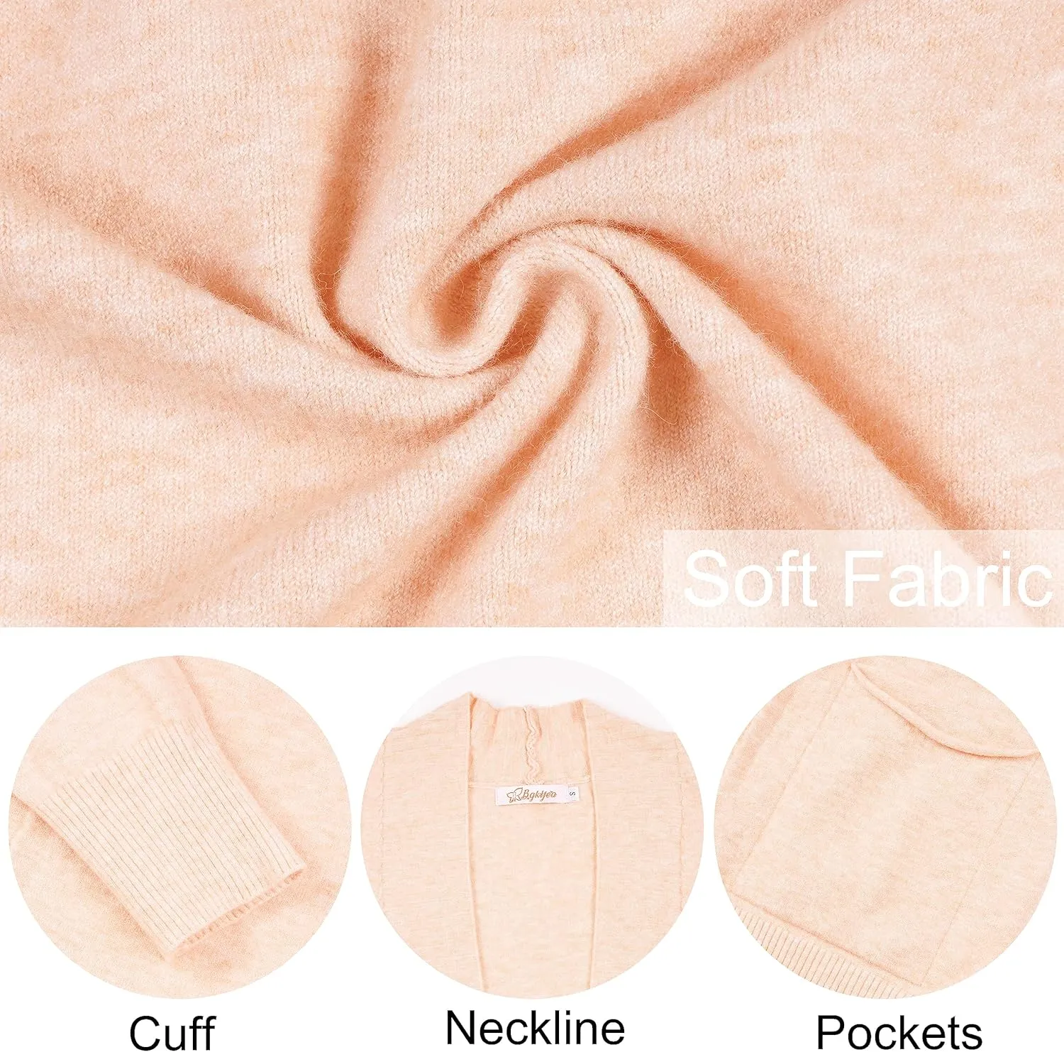 Women's Open Front Cardigan with Pockets Long Sleeve Casual Knit Sweaters