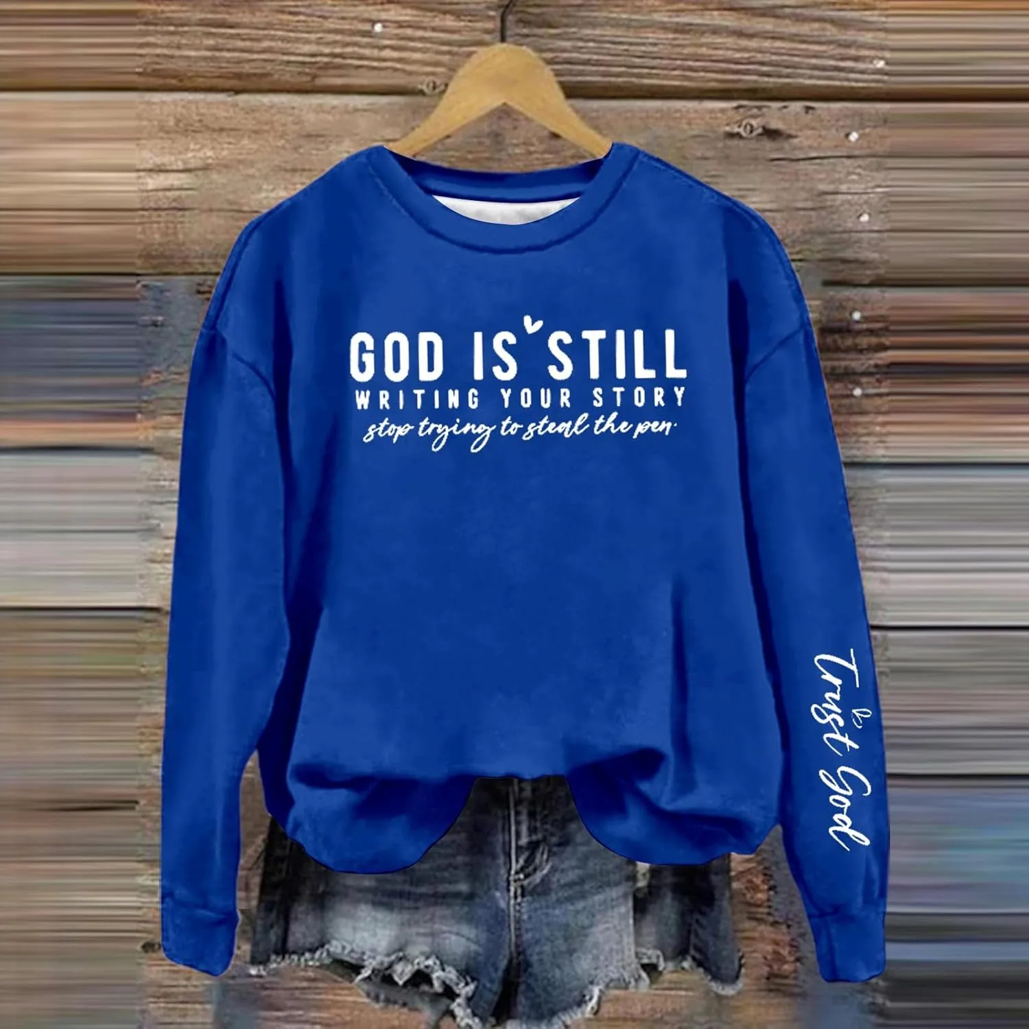 Women's Oversized God Is Still Writing Your Story Loose Sweatshirts Crewneck Winter Fall Long Sleeve Sweaters Fashion