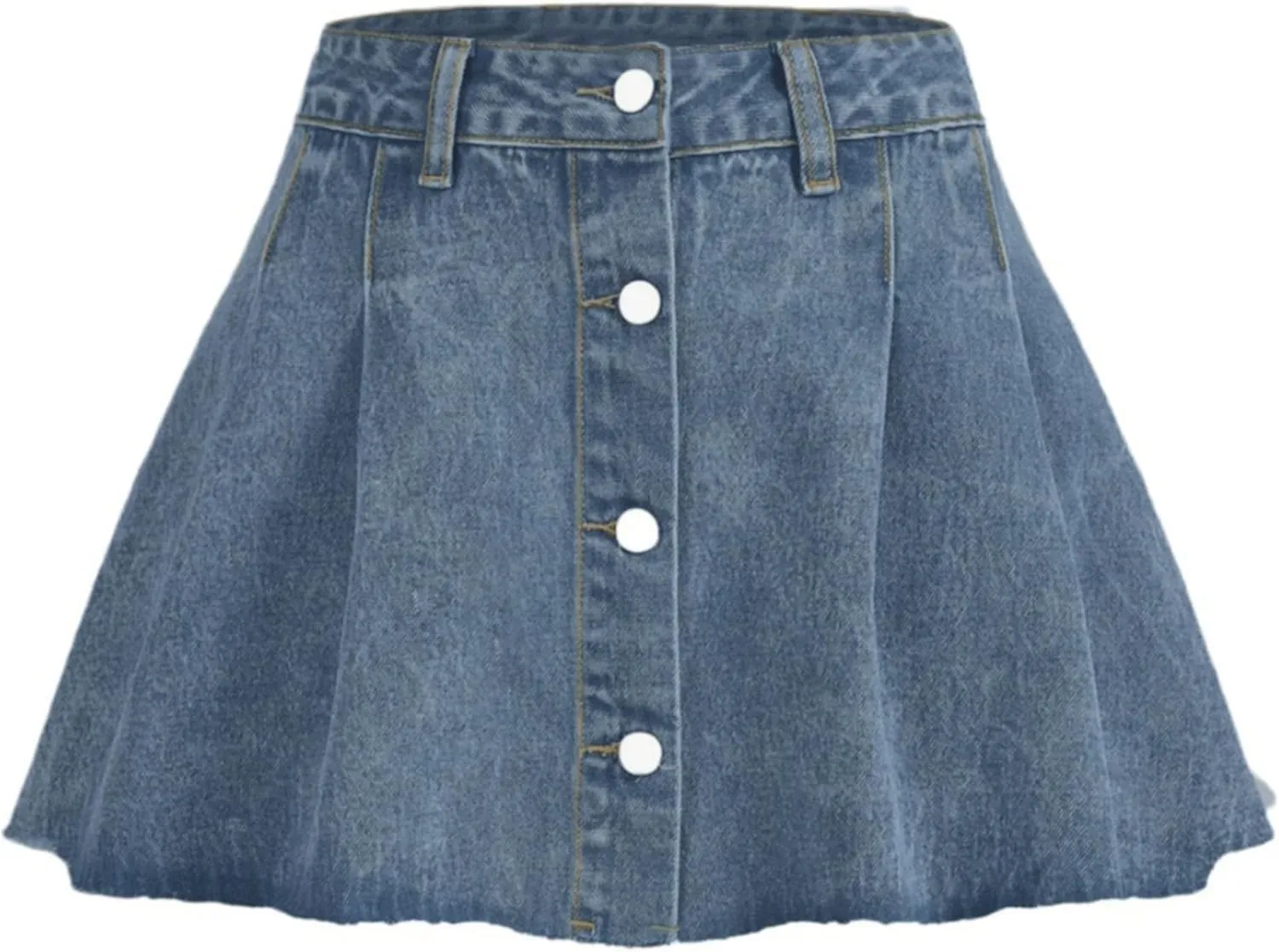 Womens Pleated Denim Skirts High Waisted A Line Mini Denim Jean Skirt