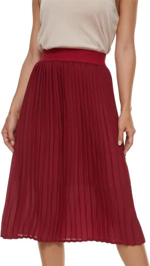 Womens Pleated Midi Skirt,High Waist Swing Boho Pleated Skirt Casual Chiffon Elastic A-line Long Skirts