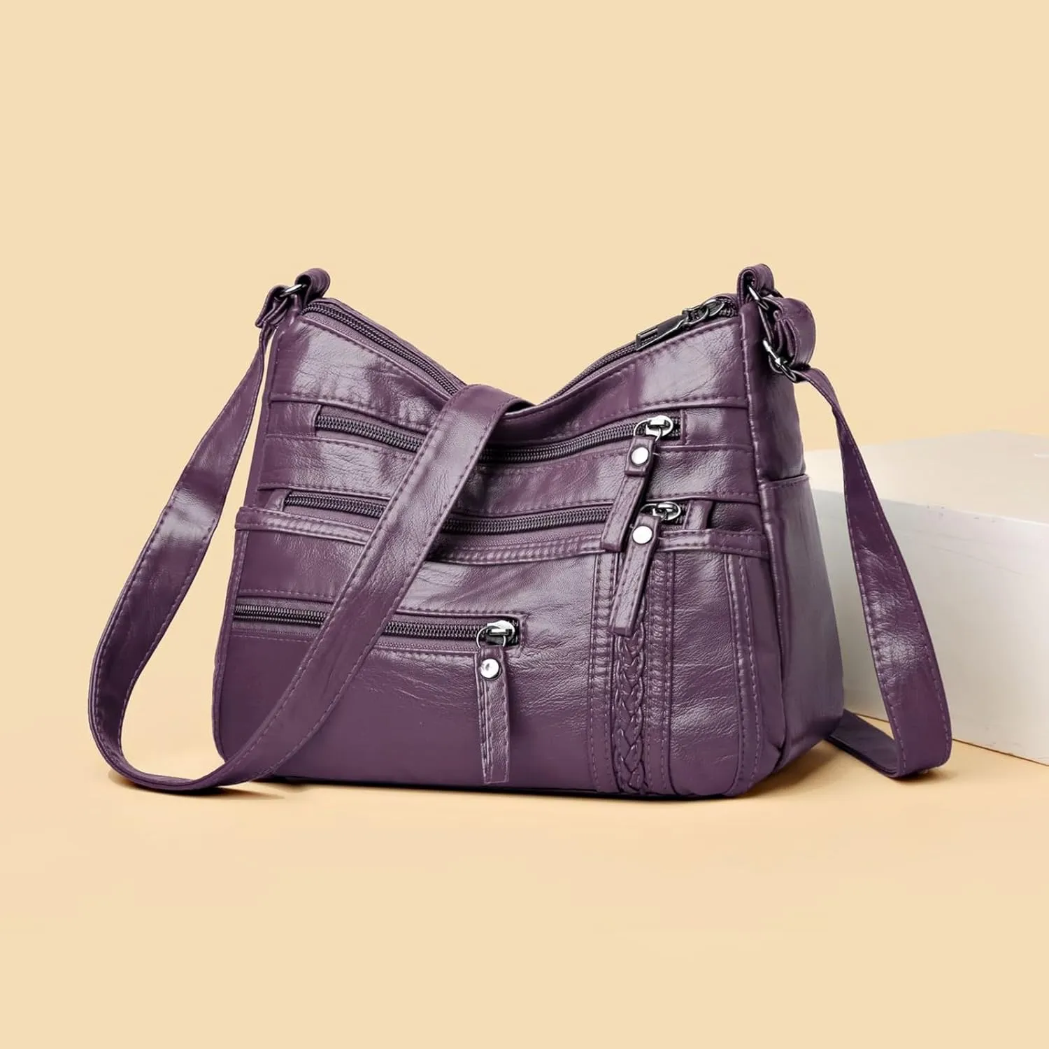 Womens Purses and Handbags Cute Hobo Tote Handbags Mini Clutch Purses with Zipper Closure Lightweight Work Bag(Purple)