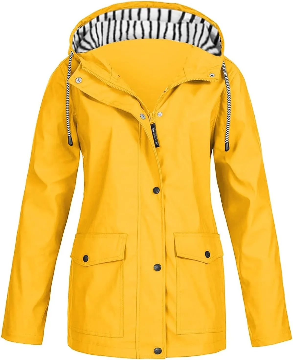 Womens Rain Coat Waterproof Active Outdoor Rain Jacket Lightweight Zip Up Summer Fall Raincoat Windbreaker With Hood