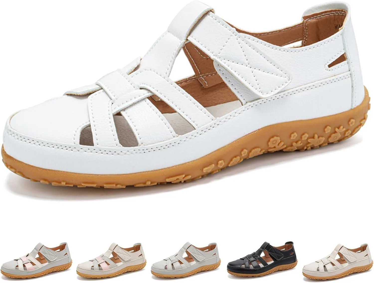 Womens Sandals Comfy Woven Closed Toe Shoes Orthopedic Softsole Shoe Comfortable Breathable Slip On Loafers Gladiator Beach Sandal Outdoor Walking Sandals with Arch Support