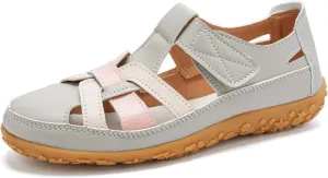 Womens Sandals Comfy Woven Closed Toe Shoes Orthopedic Softsole Shoe Comfortable Breathable Slip On Loafers Gladiator Beach Sandal Outdoor Walking Sandals with Arch Support