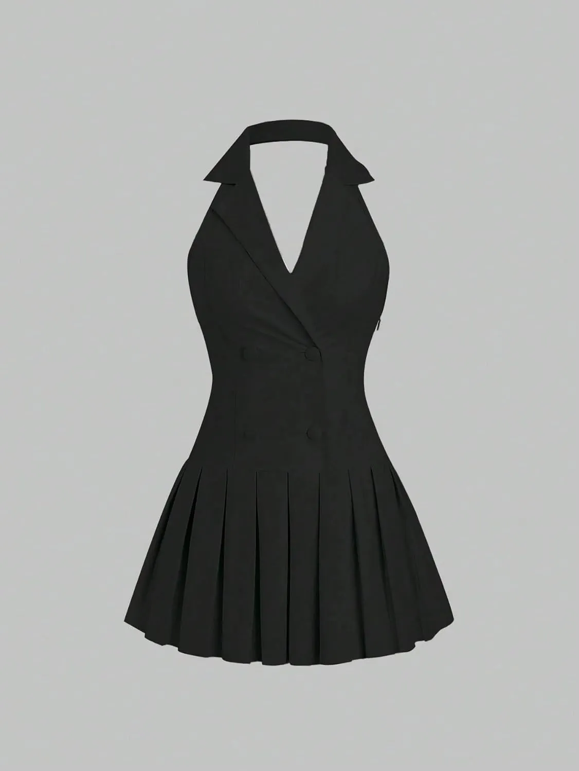 Women's Solid Color Daily Halter Neck Dress Backless Fashion Short Dresses for Women
