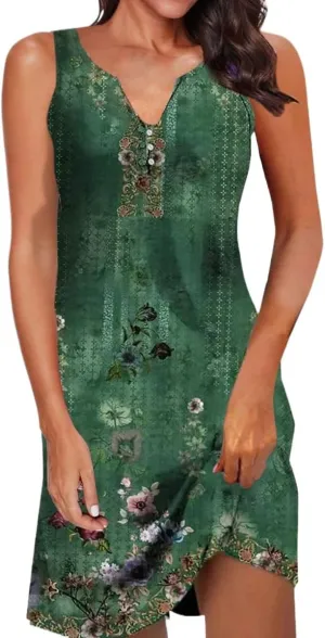 Women's Summer Casual Sleeveless Square Neck Dress 2025 Ruffle Boho Beach Cute Teen Short Sundress