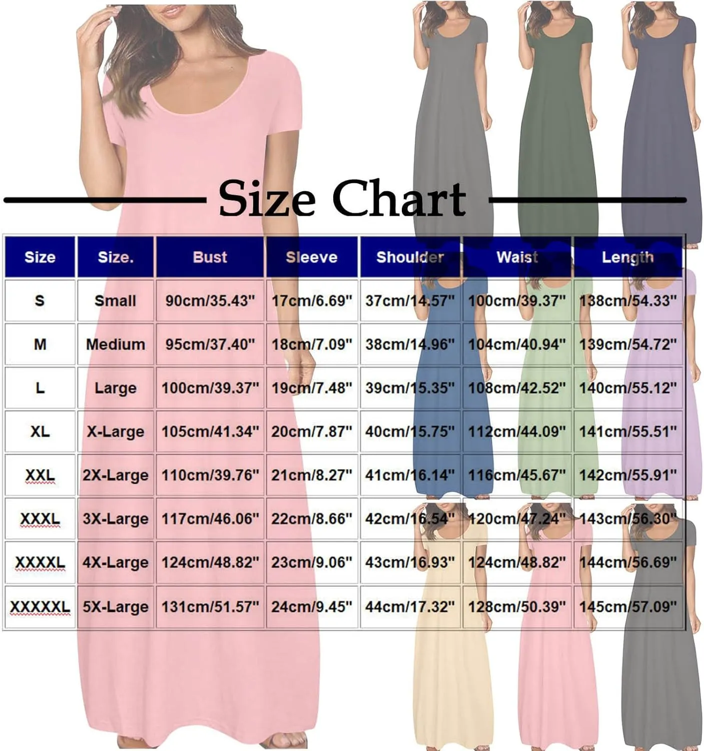 Womens Summer Maxi Dresses Fashion Solid Color Cap Sleeves Crewneck Plus Size Loose Comfy Long Beach Sundress