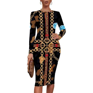 Women's Summer Midi Bodycon Dresses Round Neck Long Sleeve Casual Fall Ruched Waist Short Party Club Slim Fit Dress