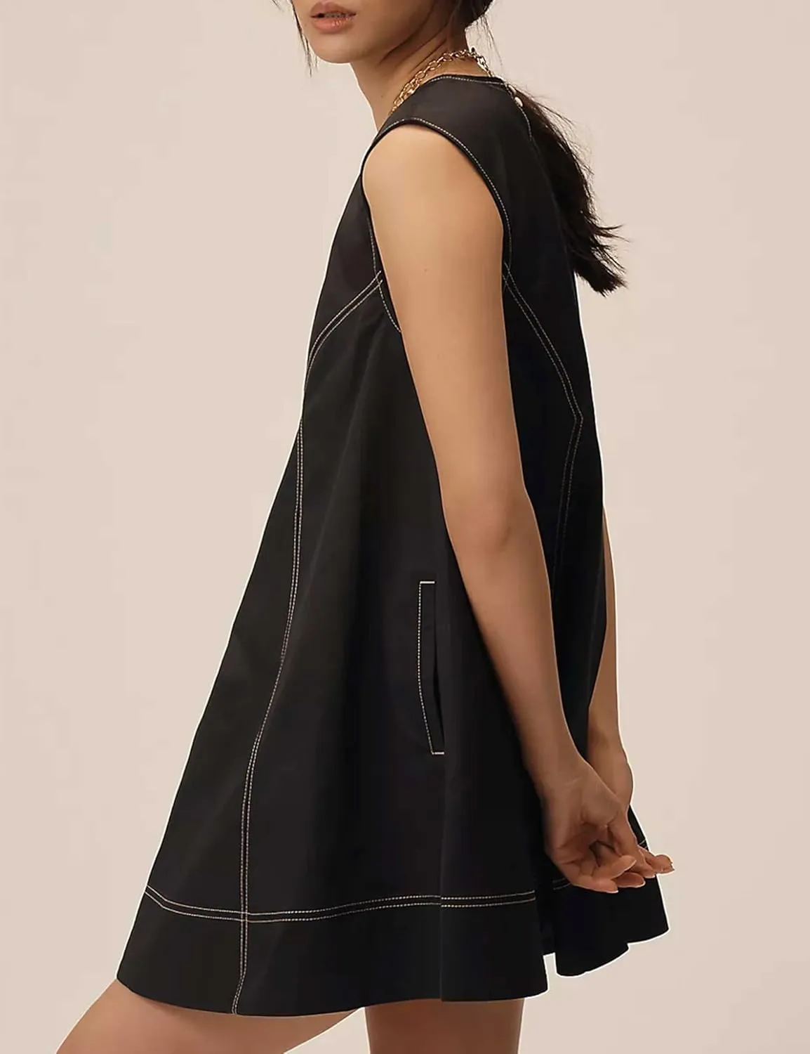 Womens Summer Sleeveless V Neck Mini Dress Short Summer Dresses Sundress Tube Top Beach Mini Dress